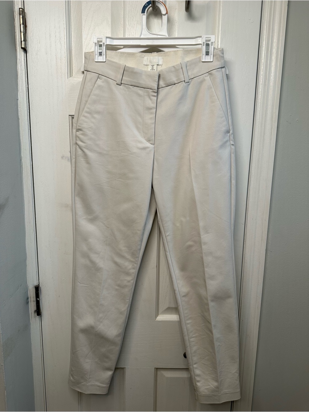 H&M Cream Straight-Leg Dress Pants